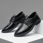 Men's Business Travel Round Head Formal Leather Dress Shoes